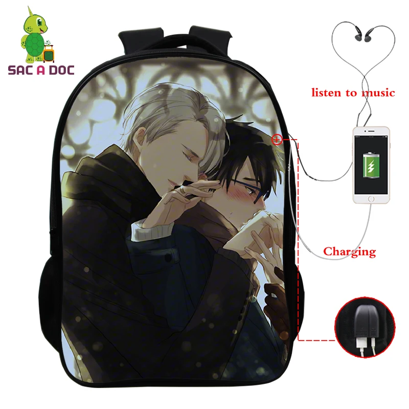 

YURI!!! on ICE Backpack School Bags Anime Prints Children Backpacks Kids Knapsack Girls Boys Bag Travel Bagpack Plecak Szkolny
