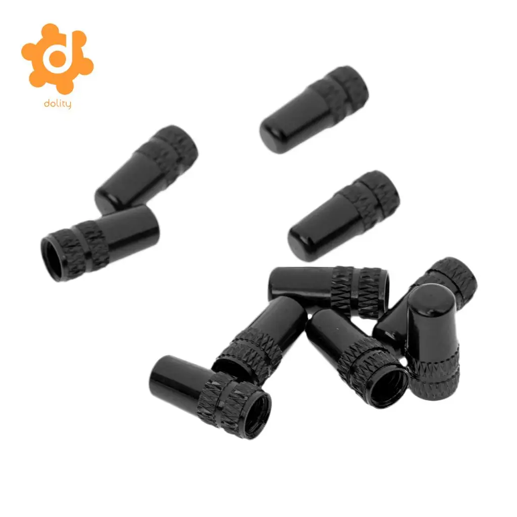 10Pcs MTB Bike Bicycle Aluminum Alloy Presta Valve Cap Dust Cover  for Added Grip Cycling Bicycle Parts -Black