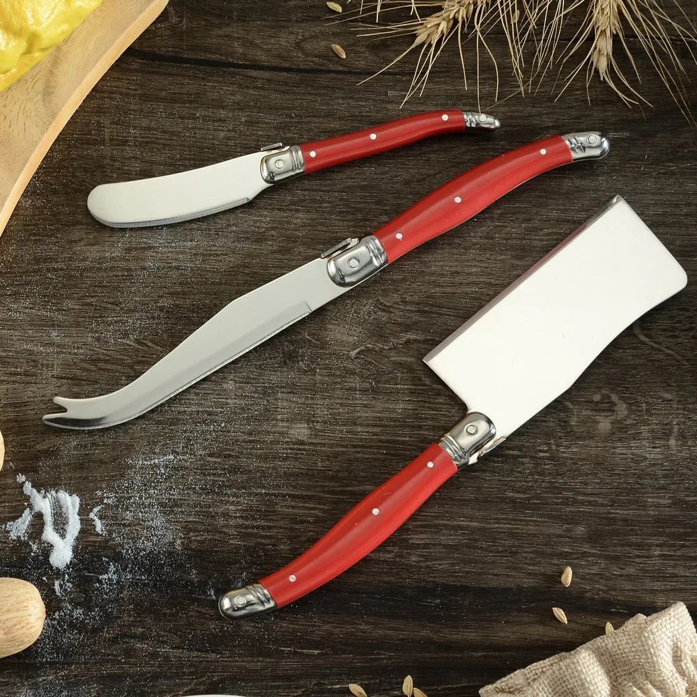 DAMASK кухонные инструменты комплект из 3 предметов, ножи для сыра, высококачественная нержавеющая сталь+ ABS столовые приборы для сыра, красный, черный, белый цвет, стиль Chooice