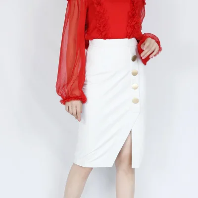 

2019 New Fashion Genuine Sheep Leather Skirt E44