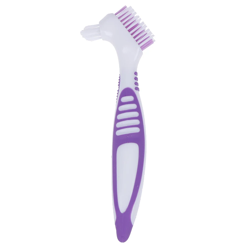 Многослойная щетка щетинки для очистки протезов кисть для накладных зубов инструмент для ухода за полостью рта щетина и эргономичная резиновая ручка - Цвет: PP