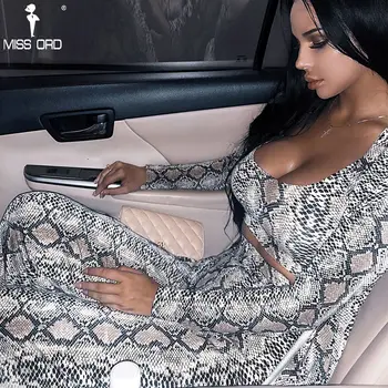 

Missord 2020 Autumn and Winter Women Sexy Cloak big stretch Three Pcs Set Snake Print Female Elegant Party Jumpsuit FT9704