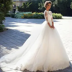 2019 модное белое платье Vestido De Noiva с коротким рукавом, роскошное свадебное платье с коротким рукавом, свадебные платья большого размера на