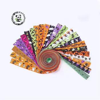 

Polyester Grosgrain Ribbon For Halloween, Mixed Color, 1"(25mm); about 1m/strand, 24strand/set