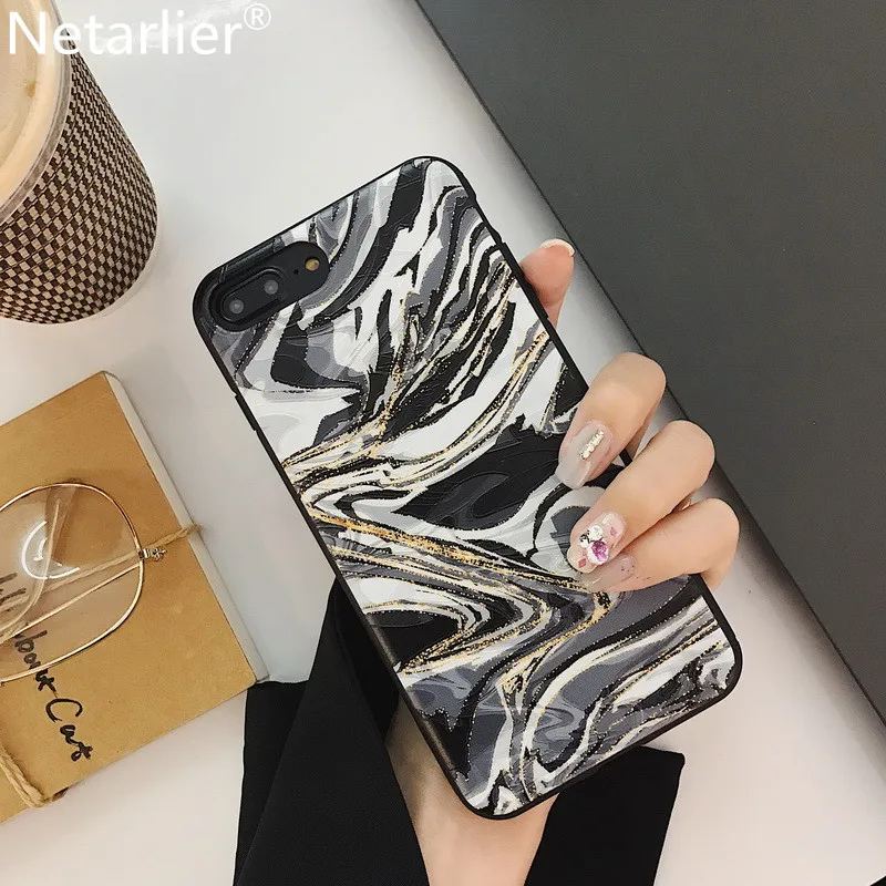 Netarlier Fashion Pastel Marble Case For iPhone 6Plus Pink Black Moonstone 6s Plus 5.5inch Protective Silicon Soft Phone |
