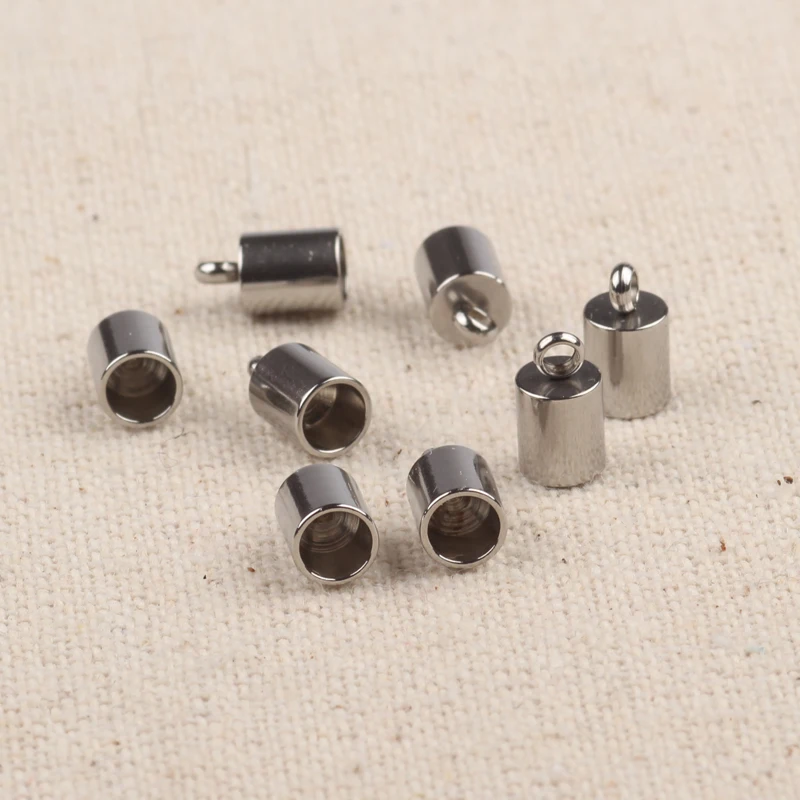 20pcs fit 3mm 4mm leather cord end caps stainless steel findings for