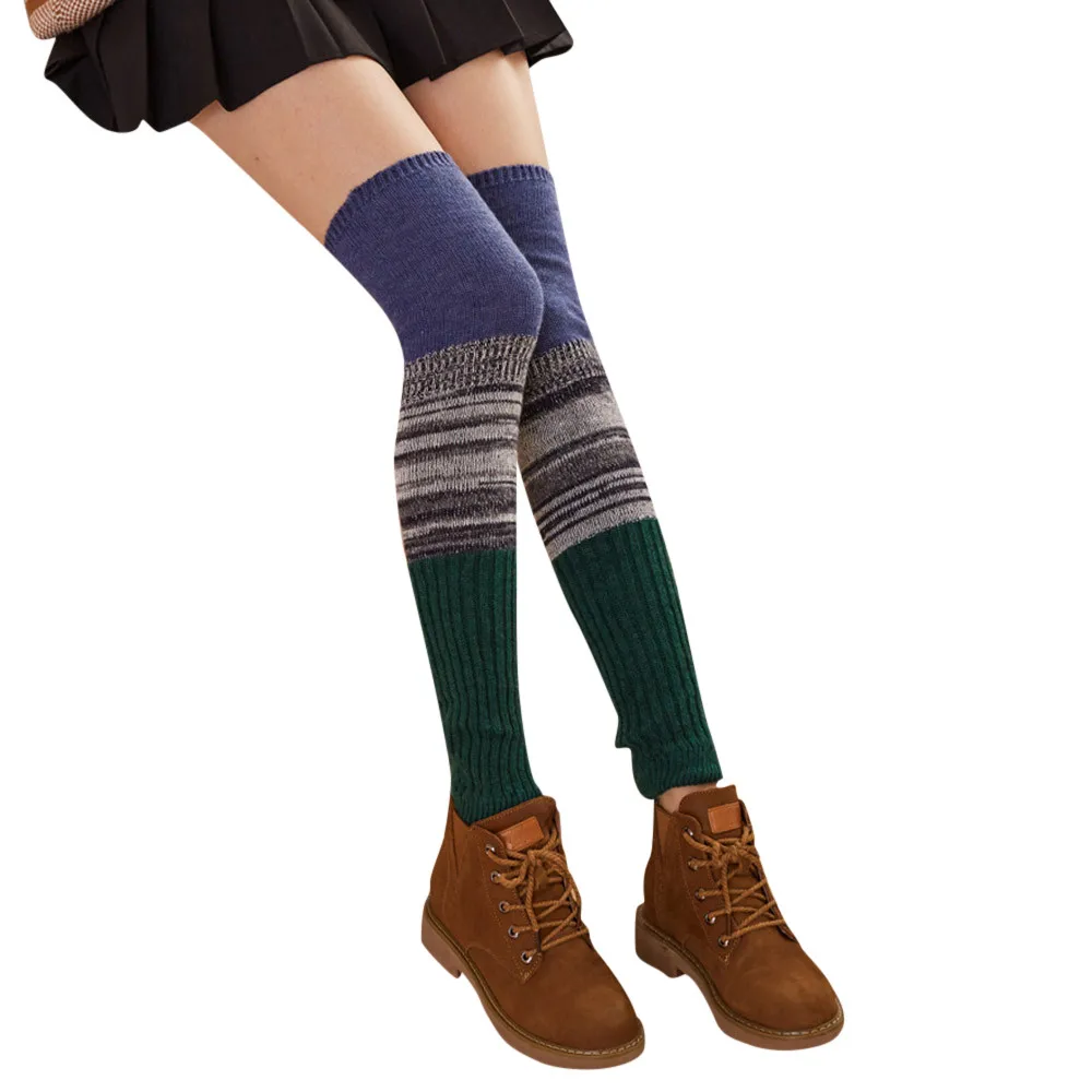 Women Ladies Warm Winter Wool Leg Warmers Knitted Crochet Stockings