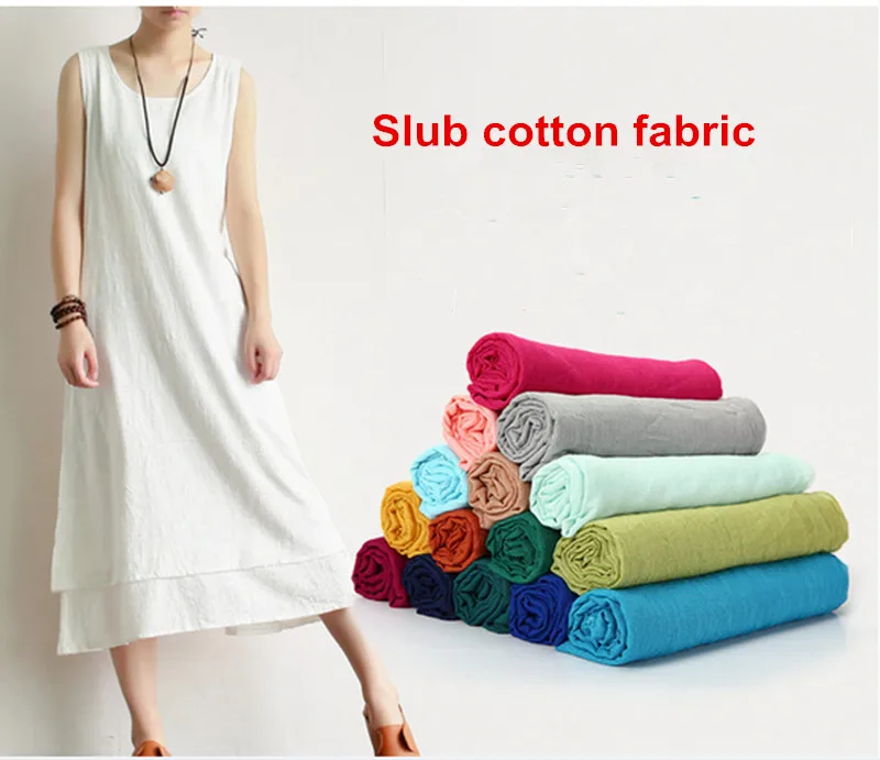 

1 meter 23 solid colors to choose 150cm wide cotton linen fabric, slub cotton fabric for dress summer's garment CR-764