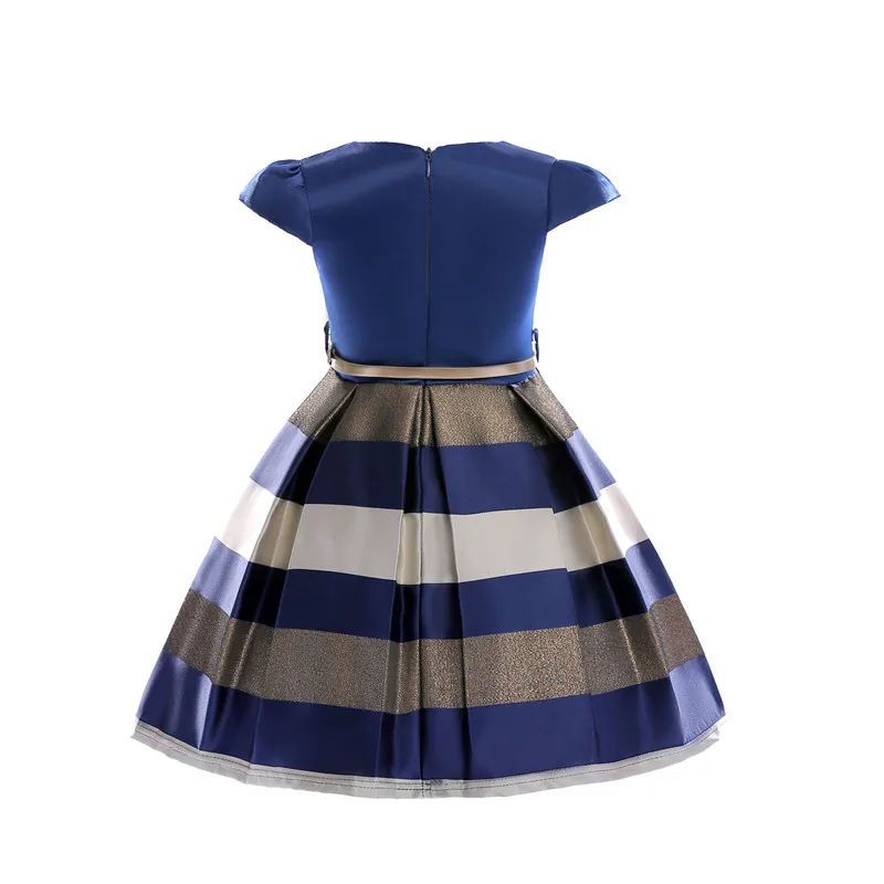 Hot Sell Baby Girl Formal Bow Dresses Female Kids A-line Sleeveless Princess Stripe Cotton V-Neck Dress Childrens Clothes10