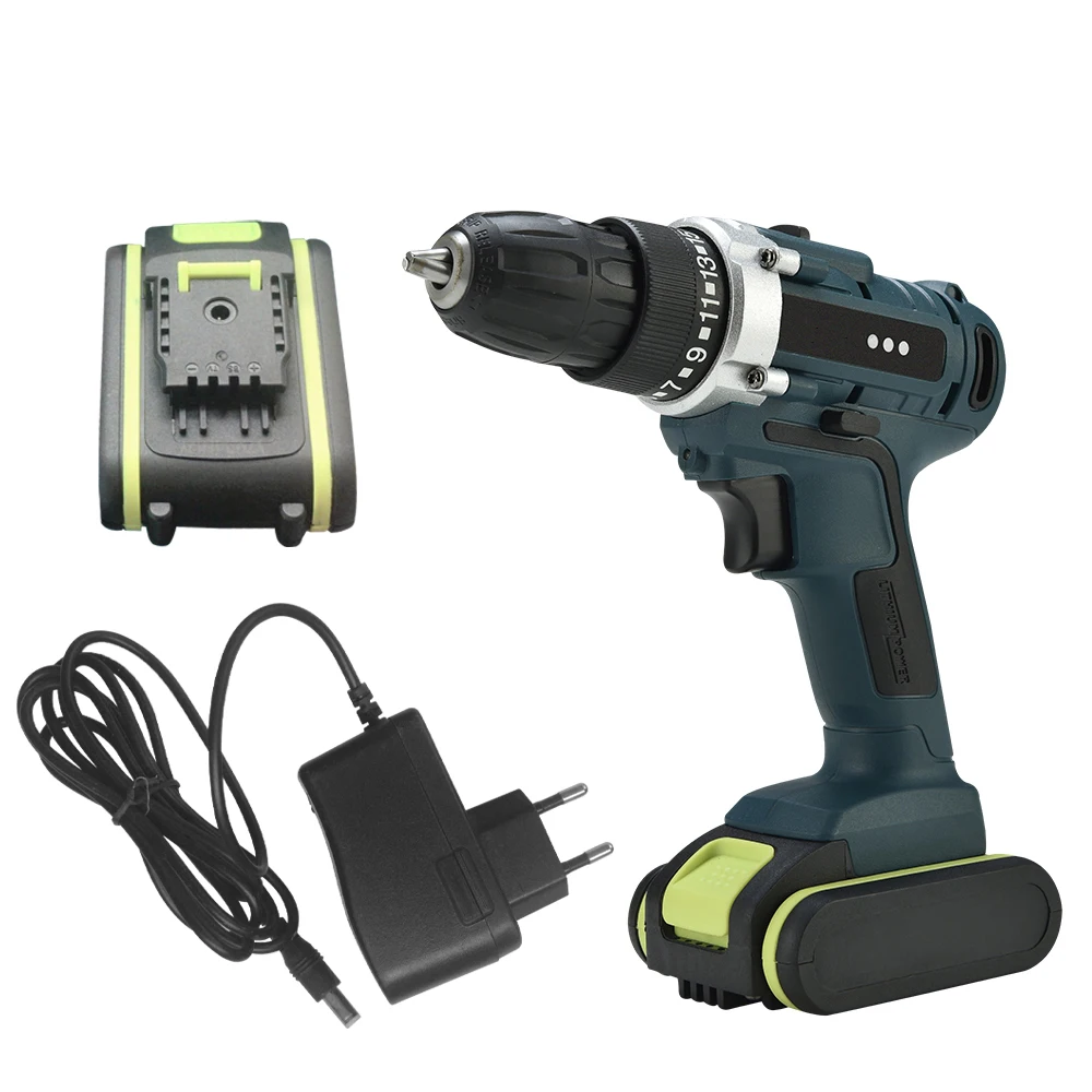 

12V/16.8V/21V Double Speed Household Power Tool Electric Drill Cordless Electric Screwdriver with LED Light 2 Lithium Battery