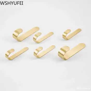 

2pcs/lot new gold brass hook Modern simple kitchen porch wall decorative coat horizontal nail-free free shipping