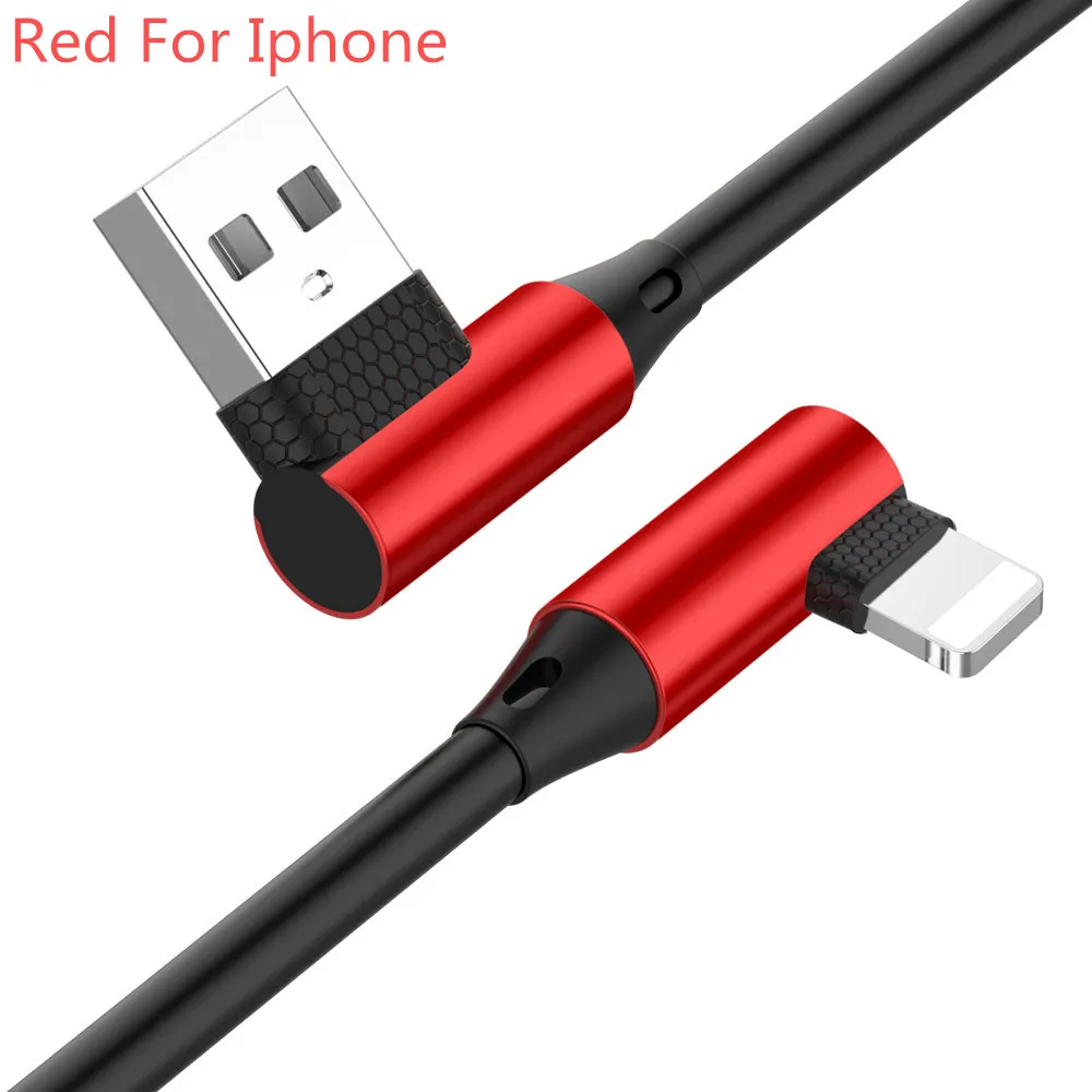 Micro USB 8 Pin type C 90 градусов быстрая зарядка usb c кабель L type-c 3,1 шнур для передачи данных зарядное устройство usb-c для Iphone samsung S8 S9 Note 8 - Цвет: Red for iPhone