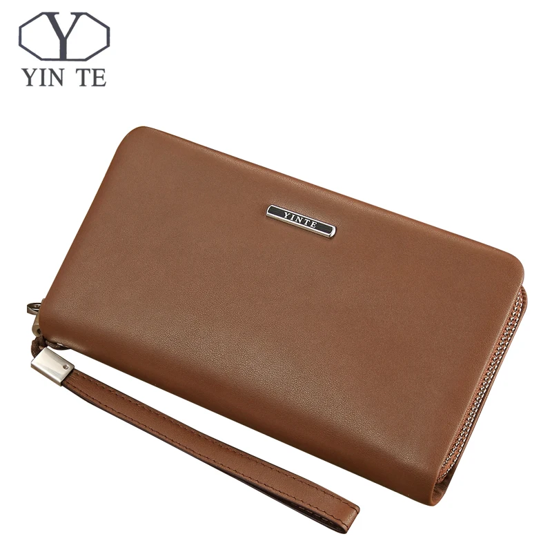 YINTE 2018 Lederen Vintage Solid Clutch Bag Telefoon Gevallen Merk Heren Portemonnee Dubbele Rits Lederen C1611-3A YINTE 2018 Lederen Vintage Solid Clutch Bag Telefoon Gevallen Merk Heren Portemonnee Dubbele Rits Lederen C1611-3A