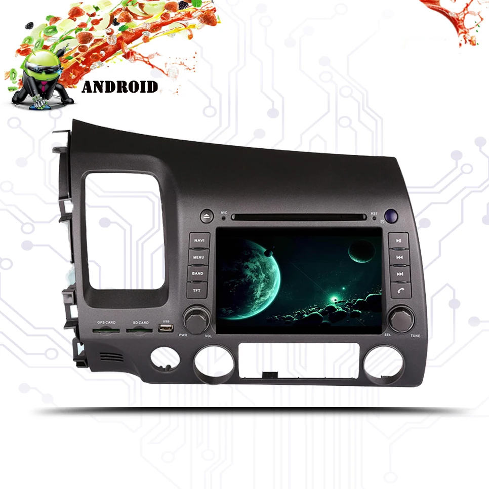 Perfect 8 inch 2 din Android 9.0 64GB Car Dvd Player For honda civic 2006-2011 Auto Radio tape recorder Video Gps WIFI RDS usb audio 4