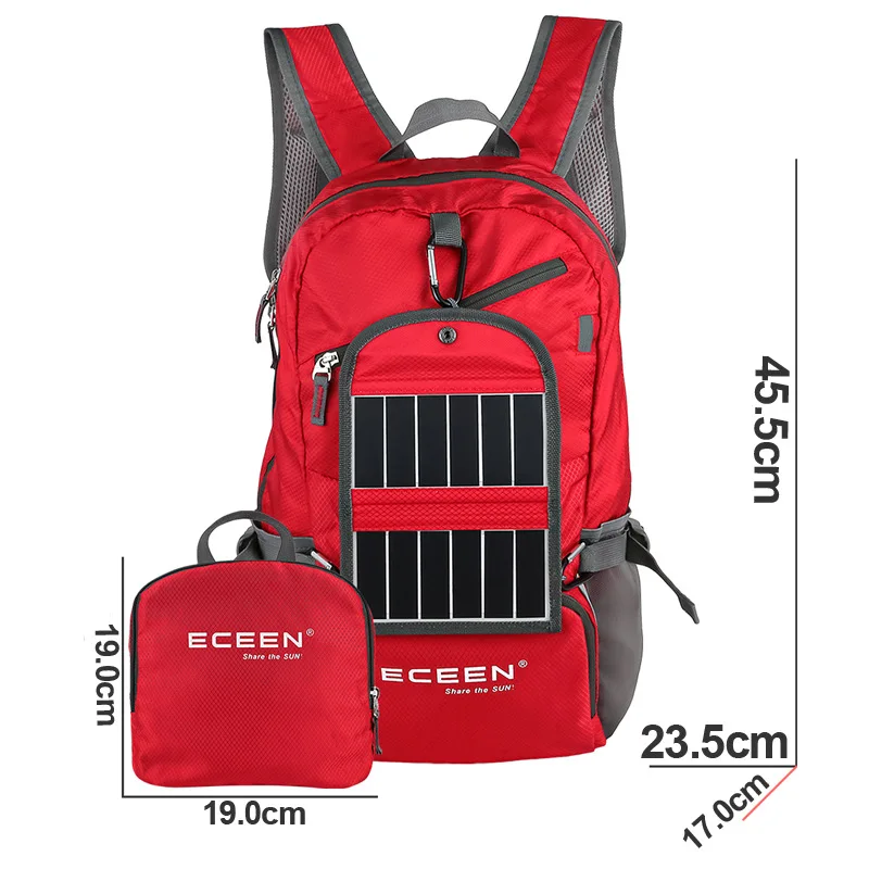 3.5W Outdoor Solar Power Sport Backpack Folding Chargeable Sports Bag