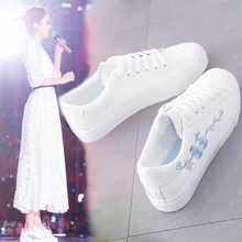 Stracel/белые кроссовки; дышащая обувь на плоской подошве; женская парусиновая обувь на шнуровке с цветочным принтом; повседневная женская обувь; tenis feminino;
