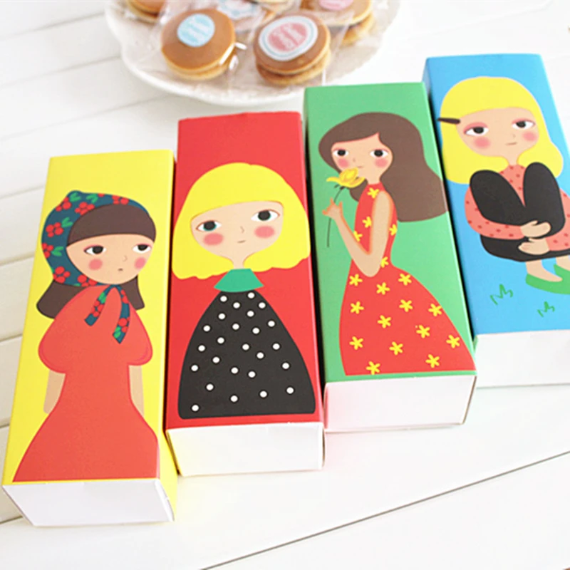 

10 pieces Colorful Cute Girl Macaron Box Bake Package