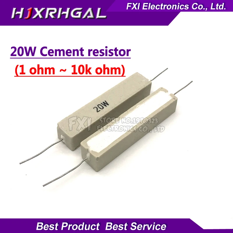 10pcs 20W Cement resistor 0.1R 1R 2R 3.3R 5R 6.8R 8R 10R 15R 20R 100R