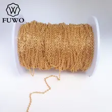 FUWO 10 метров латунь круглый о цепи с 24 К золото ближнего высокое качество Антикоррозийная цепи для изготовления ювелирных изделий 1,5*2,0 мм NC004