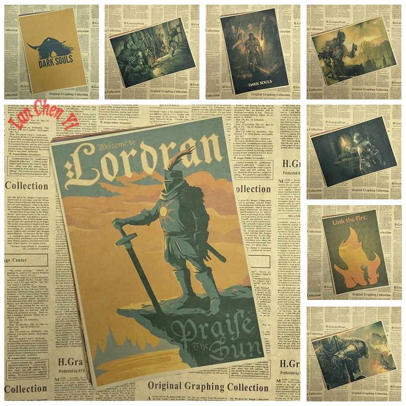 

Dark Souls Classic Game Kraft Paper Poster Bar Cafe Living Room Dining room Wall Decorative Paintings