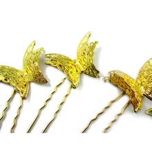 2 шт. Свадебная заколка для волос костюм невесты Свадебные аксессуары тиара бабочка золотистая шпилька u-образная шпилька