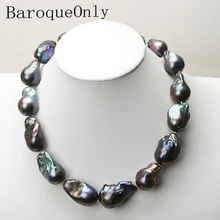 15-35 мм натуральный жемчуг черный барочный жемчуг цепочка ожерелье чокер длинное ожерелье 45/50/55 AAAA для подарки для девочек вечерние ювелирные изделия Новые