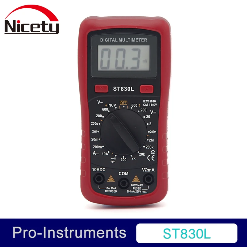 

Nicety ST830L Professional Mini Palm Size 2000 Counts Manual Range DC Current Resistance Measurement Digital Multimeter Null
