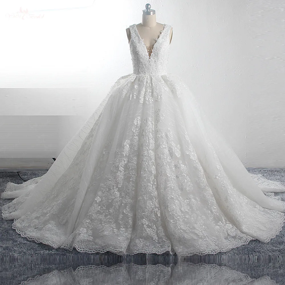RSW1507 Robe De Mariee Princess Luxe Noiva V образный вырез прозрачные Свадебные платья 2019 бальное