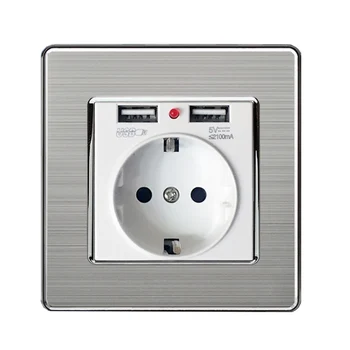 

Dual USB Charging Port 2.1A Wall Charger Adapter EU Socket With Usb Power Outlet PC Panel White New Luxury Panel