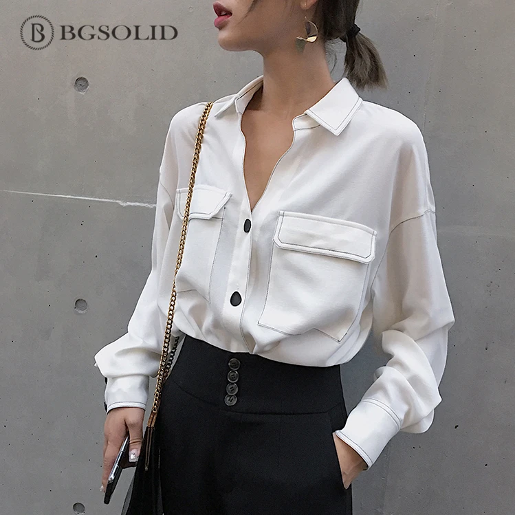1464.75 руб. 30% СКИДКА|BGSOLID Новая летняя винтажная свободная стильная элегантная рубашка с двойным карманом оптом и Прямая поставка Shit приветствуются-in Блузки и рубашки from Женская одежда on Aliexpress.com | Alibaba Group