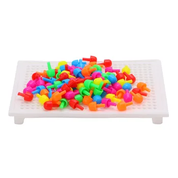 

New 96Pcs Creative Mushroom Nails Board Block Beads Kit Educational kid DIY Toy Gift