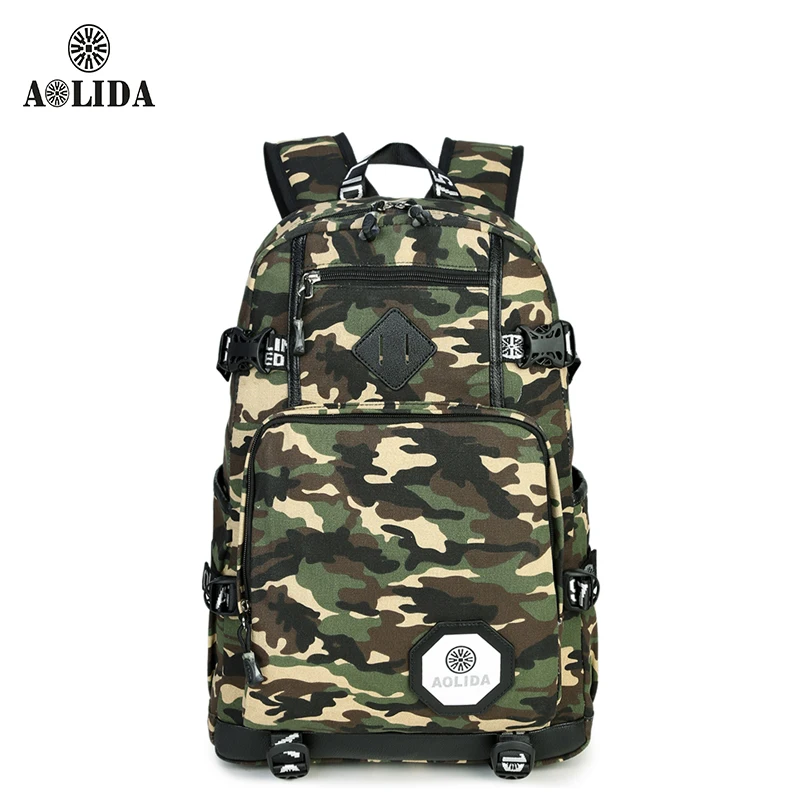 

Camouflage Laptop Backpack Canvas Fashion Backpack Unisex Teenagers Schoolbag 15.6 inch Large Capacity Outdoors Trip Bag