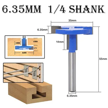 

1/4 Shank Woodworking T-slot Milling Cutter 6.35mm Tongue and Groove Router Bit Trimming Carving Wood Cutter Tool