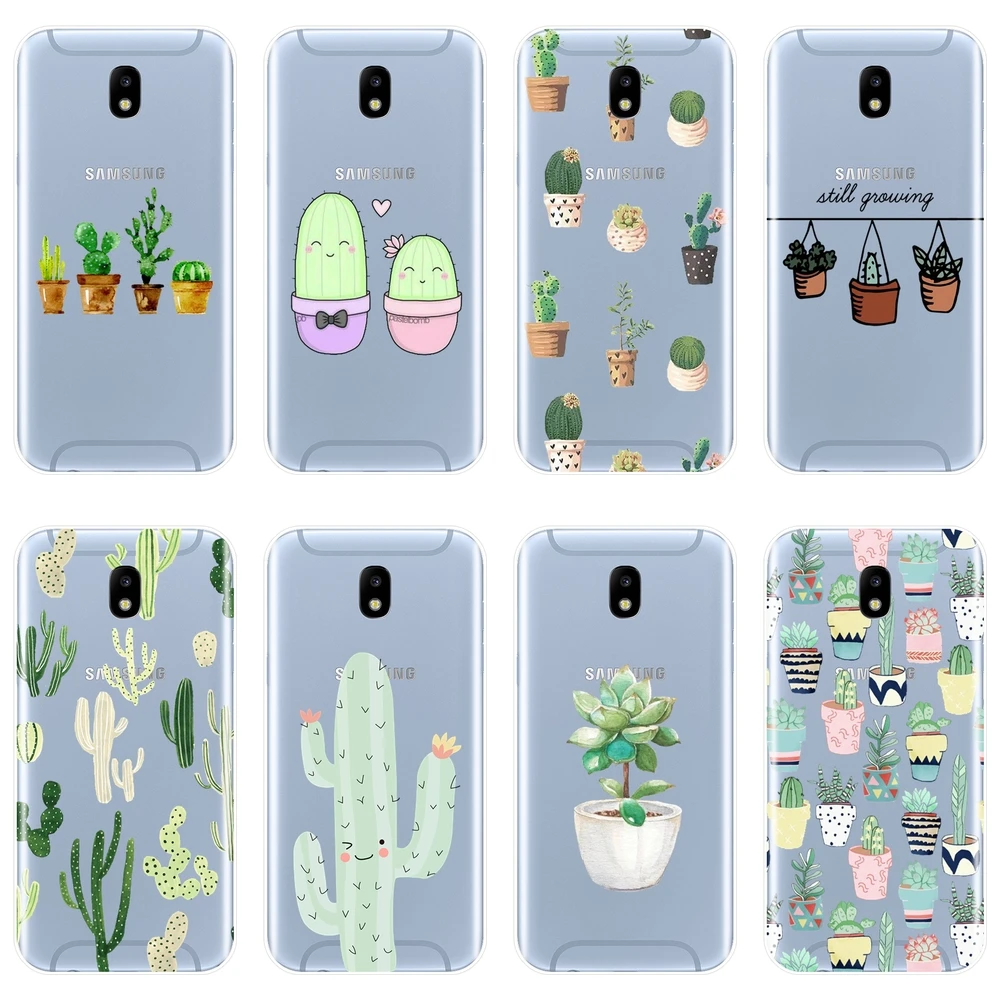 

TPU Back Cover For Samsung J3 J5 J7 2015 2016 2017 J4 J6 J8 Plus 2018 J2 J5 J7 Prime Soft Silicone Cactus Flora Cute Phone Case