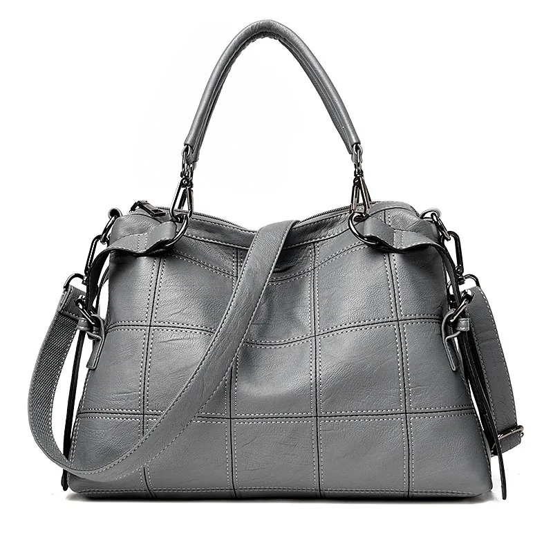 

The new women leather handbags fashion beautiful stitching lattice pattern stitching decoration Calfskin Women shoulder bags