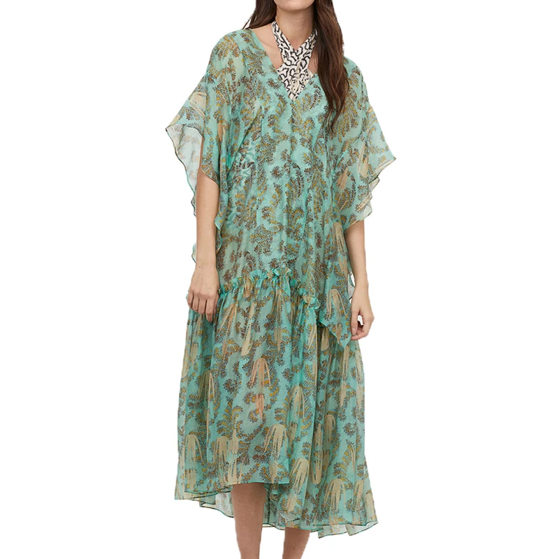 

Summer dress women clothes 2019 casual dress short sleeve maxi dress printing chiffon dress