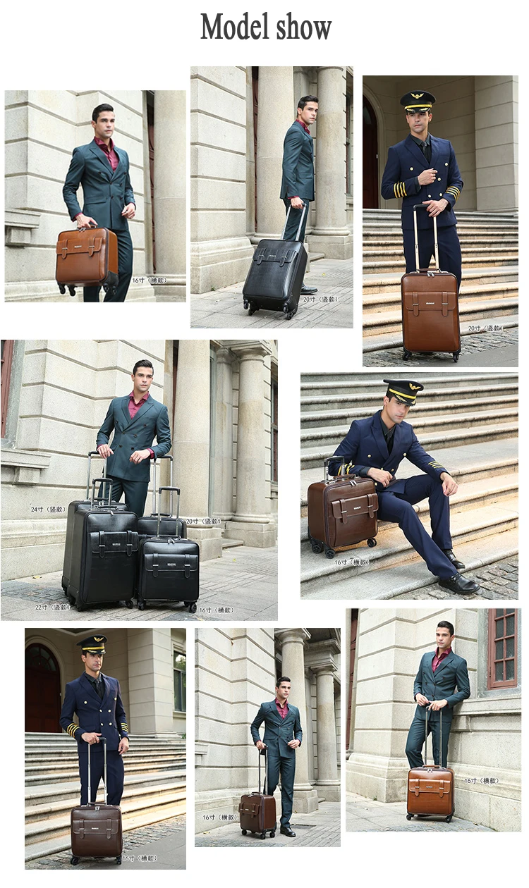 Для женщин's чемодан в стиле ретро серия 18/20/24 дюйма ПВХ роликовая Чемодан Spinner бренд Для мужчин Бизнес пароль сумка на колесиках для путешествий чемодан