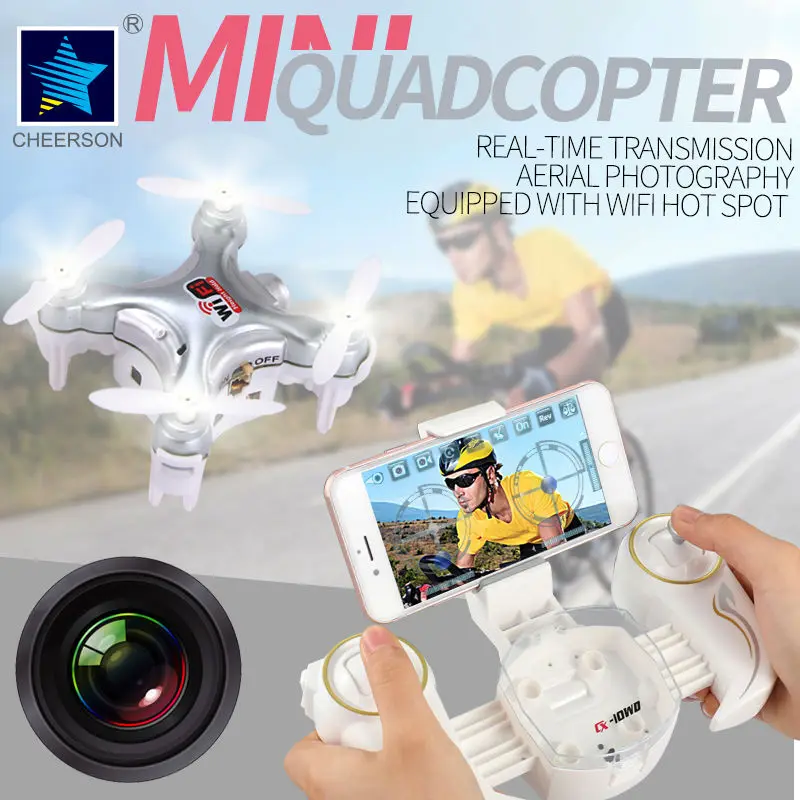 

Cheerson CX-10WD-TX RC Mini Drone With Camera Quadrocopter FPV Wifi Remote Control Helicopter