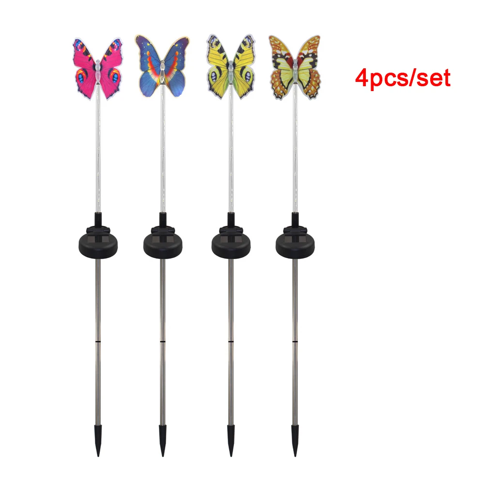 

4Pcs Decoration Lawn Wedding LED Lamp Holiday Home Solar Light Fence Butterfly Shaped Outdoor Waterproof Fairy Yard Party Garden