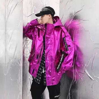 

2019 New Bright Jacket with Multiple Colors Korean Fashion Street Style Jacket Casual Wild Hooded Jacket Male