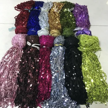 

Wholesale 6yards/lot 40CM width Embroidered Lace Ribbon with sequins For Sewing Costumes Accessories Decoration Hot sale YK03