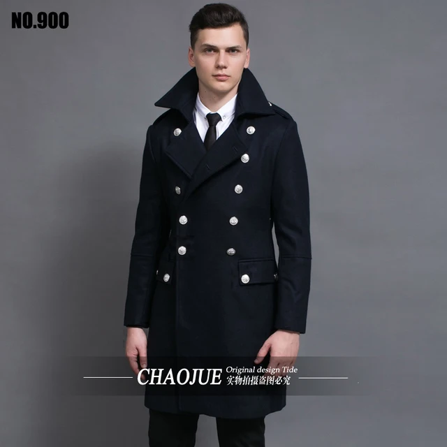 S 5XL ! Men's fashion slim vintage woolen overcoat long design wool ...