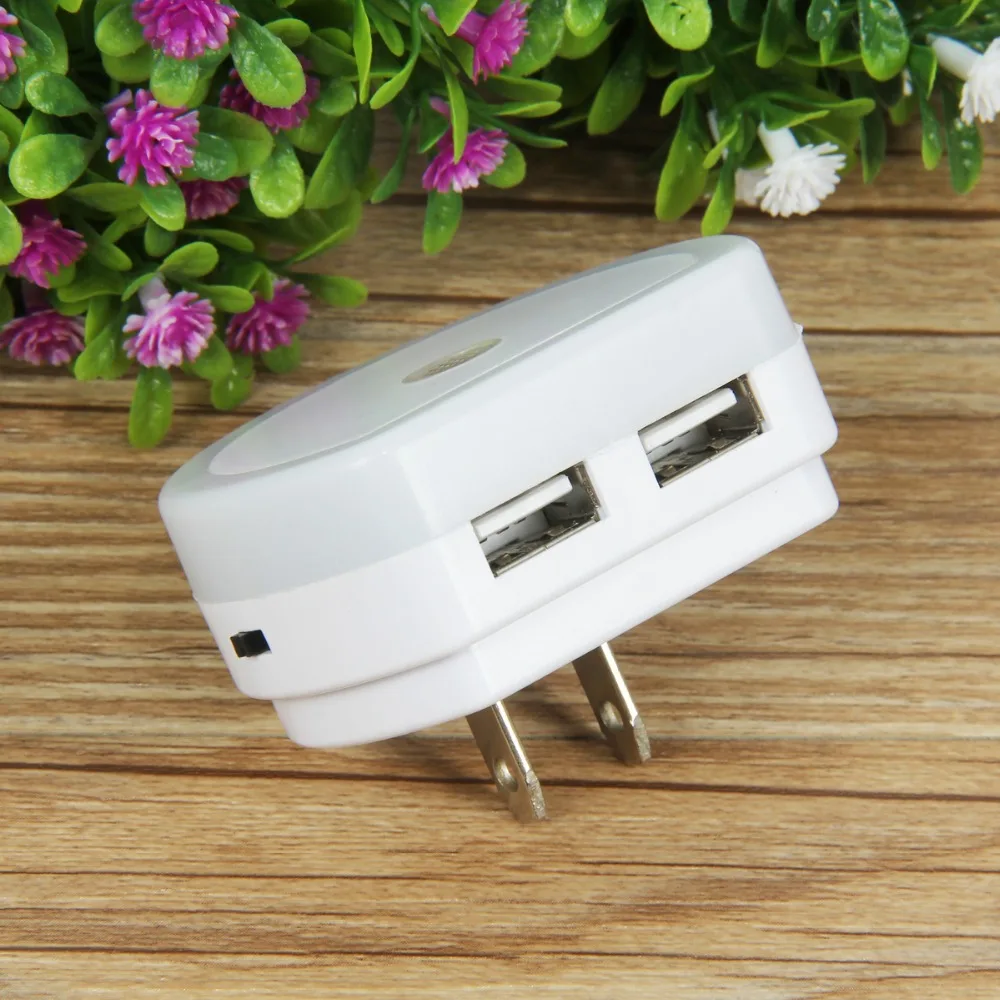 SOONHUA Smart Dual USB Порты и разъёмы стены Зарядное устройство Адаптер 5В 2.1A быстрой зарядки с светодиодный ночной Светильник США/ЕС плагин для iPhoe samsung