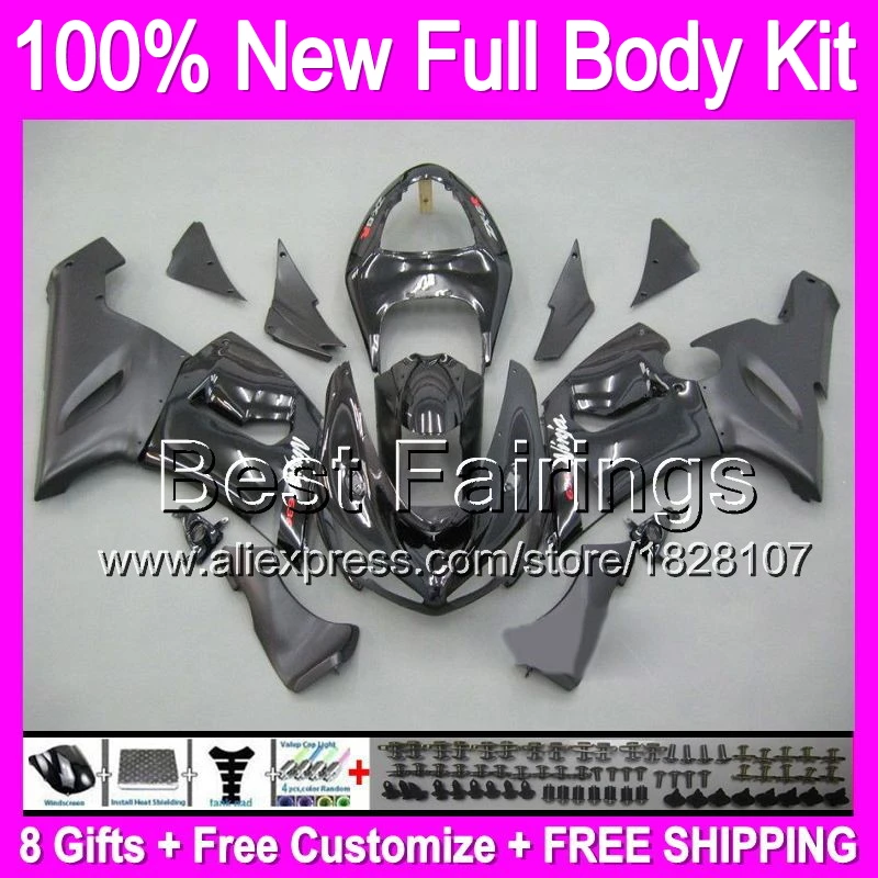 

+decal+Tank Cover For KAWASAKI 05-06 flat gloss NINJA ZX 6R 636 B35 ZX636 ZX-6R ZX6R 05 06 2005 2006 all black Fairings