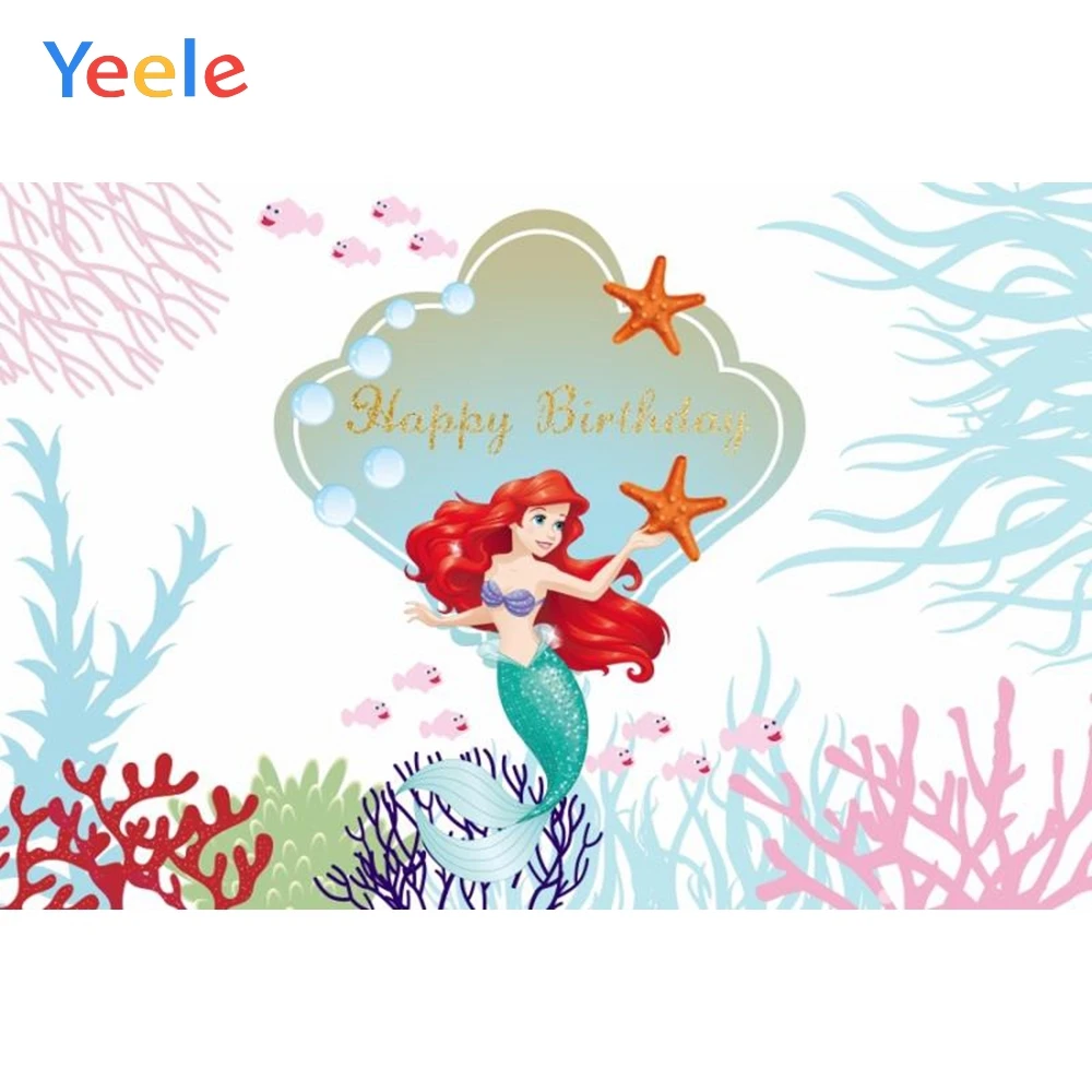 

Yeele Cartoon Coral Seabed Mermaid Baby Girl Portrait Photography Backgrounds Customized Photographic Backdrops For Photo Studio