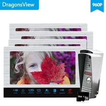 Dragonsview 960 P 4 провода видеодомофон Motion Doorphone 10 дюймов панель вызова голосовое сообщение AHD Обнаружение движения запись день ночь