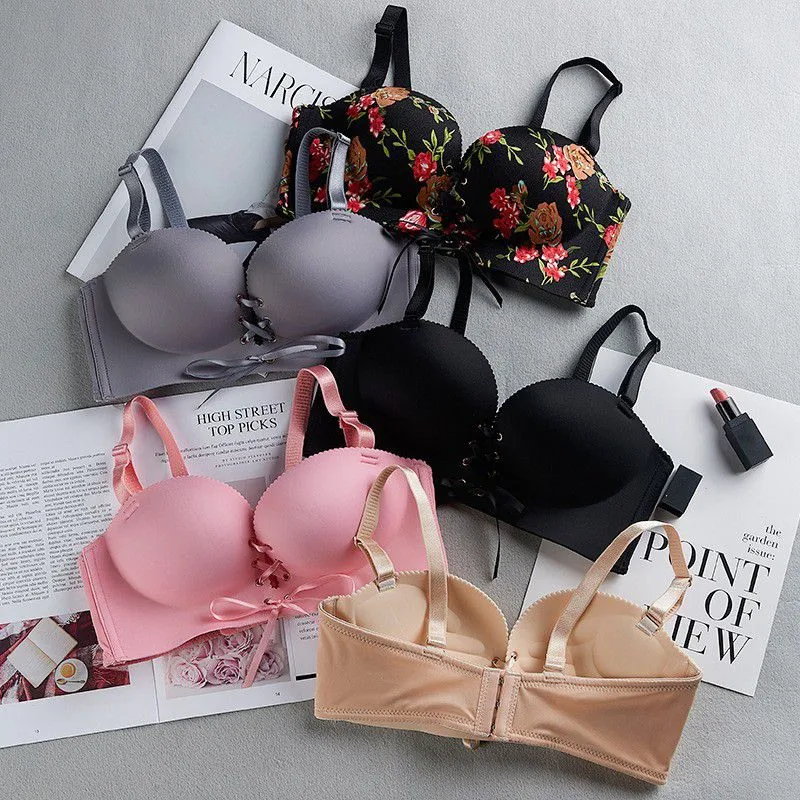 

Smooth Padded Underwear Bra Women Super Push Up Drawstring Bras Wireless Female Intimates Tops