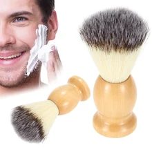 1PC profesional de los hombres brocha de afeitar con mango de madera de Nylon puro para hombres de limpieza de máscara cosméticos herramienta