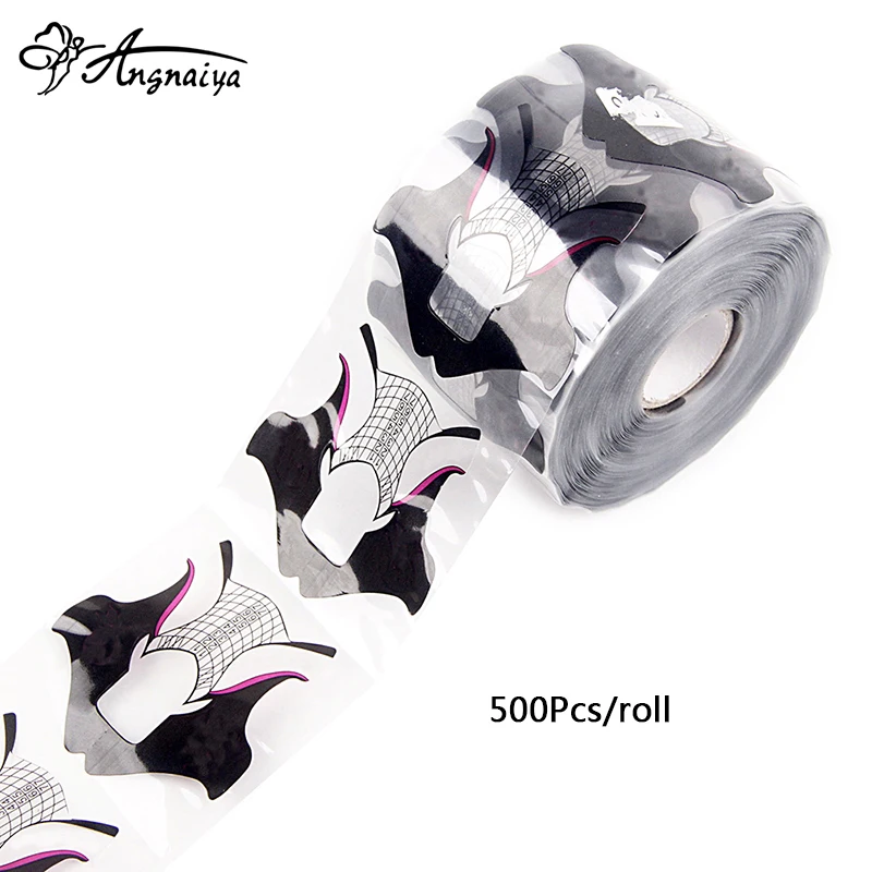 

ANGNYA 500pcs Professional Alloy Gray Nail Form Tips Nail Art Guide Extension French DIY Tool Acrylic UV Gel Nail Art Tool S045