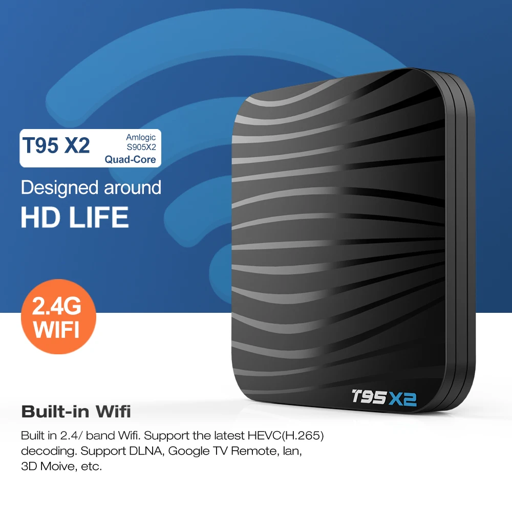 

New T95X2 TV Box Android 8.1 Amlogic S905X2 Quad core Smart TV Box 2G/16GB 4G/32GB 2.4G Wifi TV BOX PK X96Max